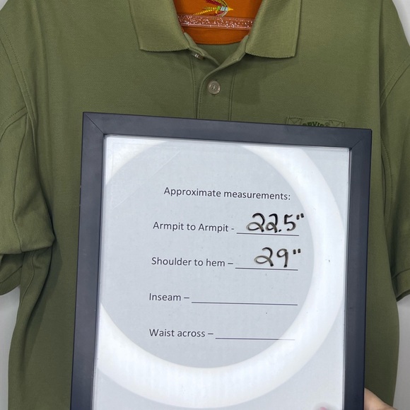 Orvis Men’s Signature Polo Shirt Short Sleeve green heavy pique knit size Medium - Picture 6 of 8